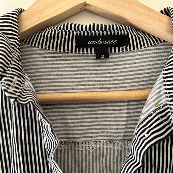 Striped Button Up Shirt Black & White - Picture 3 of 4